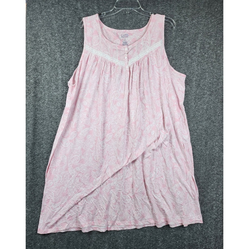 Croft & Barrow Nightgown Set Women 2X Pink Blue Paisley Striped Lace 2pc Lot